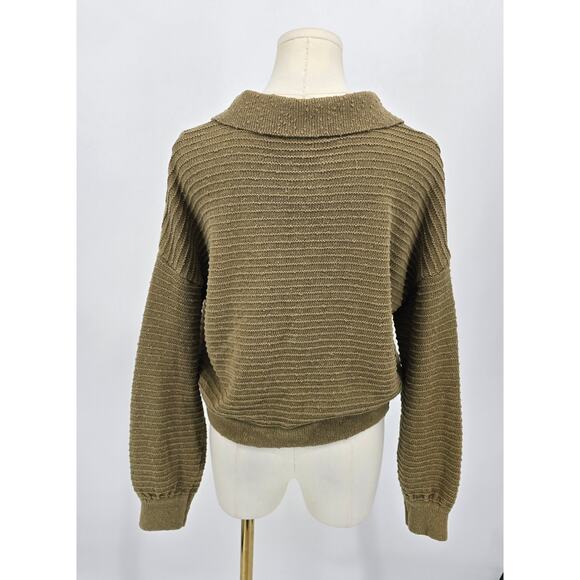 Free People Beach “Carter” Collared V-Neck Polo Sweater – Dark Olive – Size XS - Picture 3 of 6